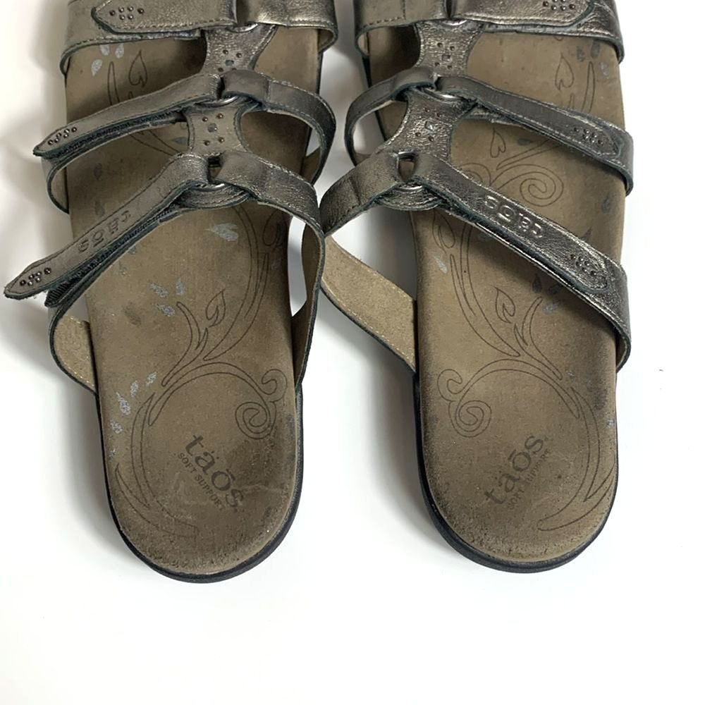 Taos Women's Bronze Metallic Leather Strappy Slide Comfort Sandal Size 11 - Picture 8 of 10